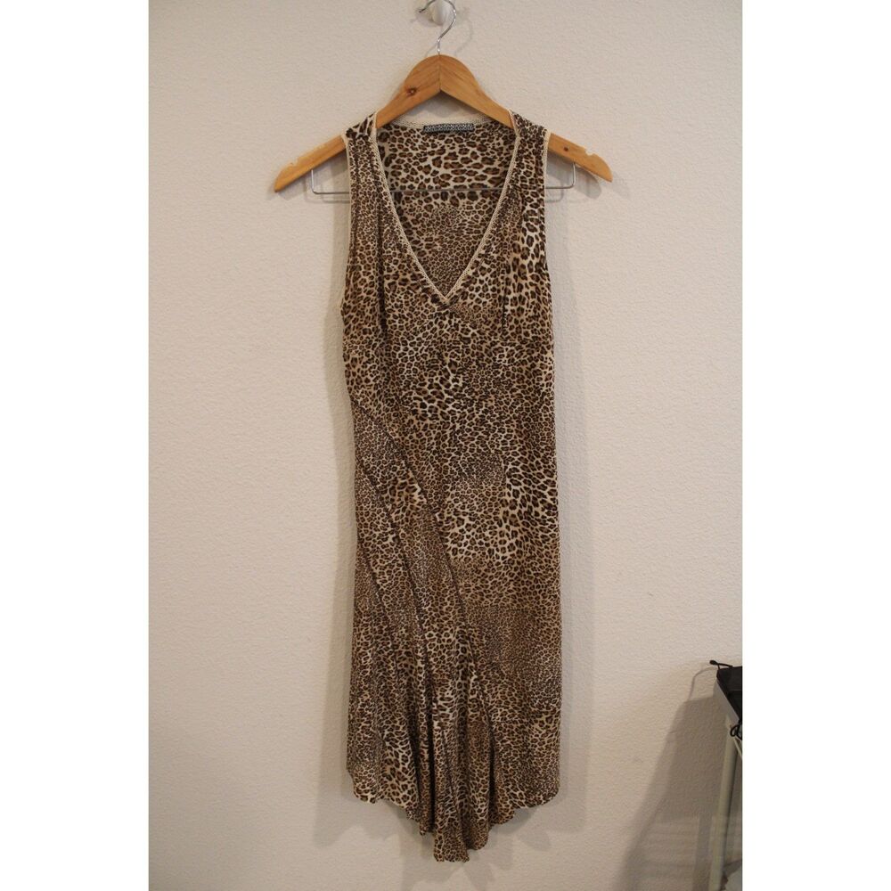 Liu Jo size 42 90's Y2K leopard print midi dress tank light weight